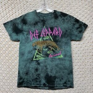 Def Leopard Tie Dye Animal T Shirt Mens Sz M Retro Hysteria  Concert Cotton